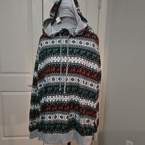 Festive Hooded Sweater with Reindeer Pattern